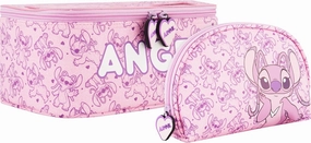 Disney Stitch 2-Piece Travel Cosmetic Case Set with Zippers and Mirror