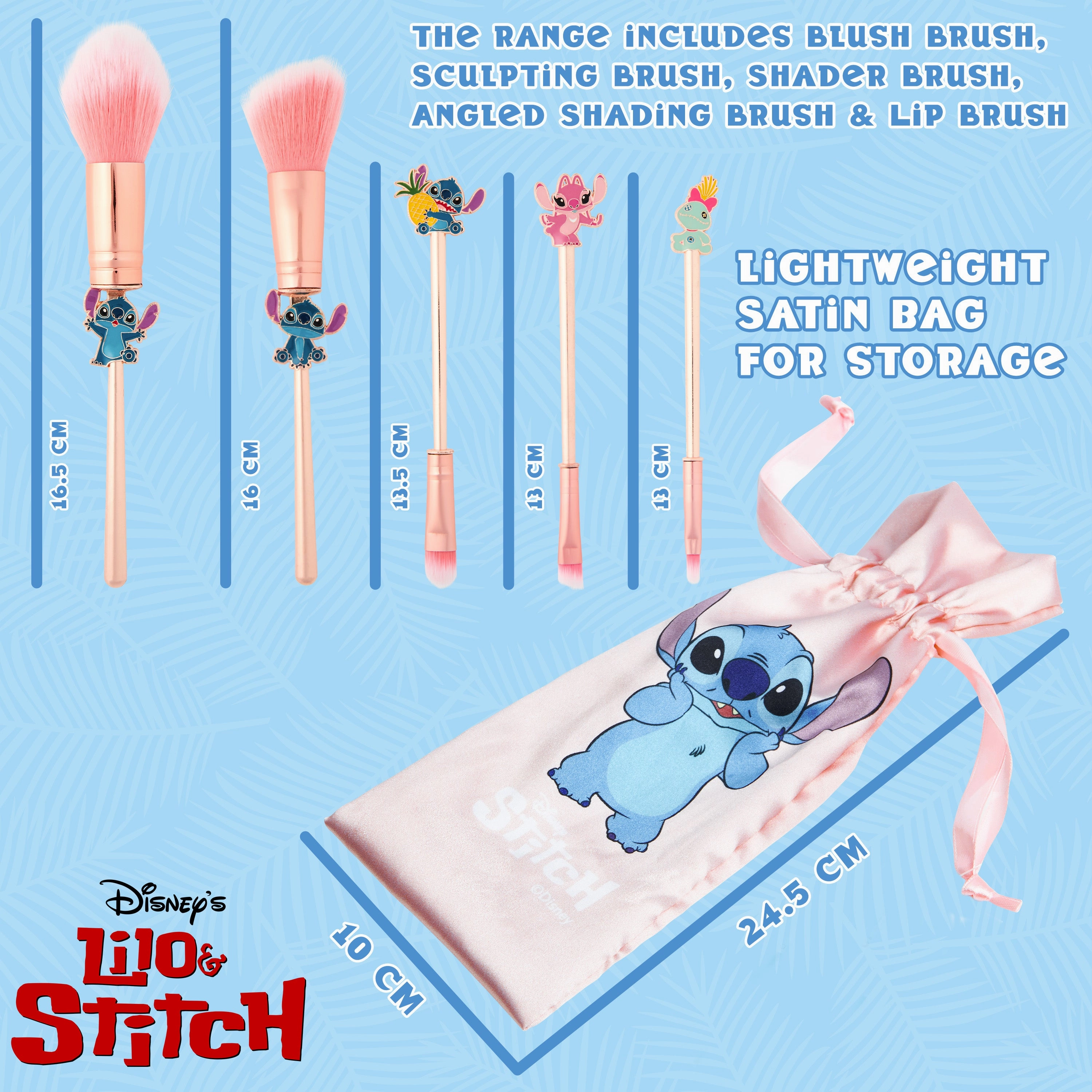 Disney Stitch Makeup Brush Set for Women - Pink