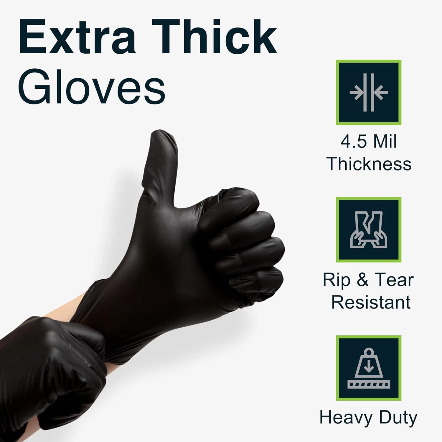 Disposable Black Nitrile Gloves Medium 200 Count - Extra Thick 4.5 Mil - Powder and Latex Free Rubber Gloves - Surgical Medical Exam Gloves - Food Safe Cooking Gloves