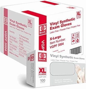 Disposable Vinyl Gloves Powder Free, Latex Free, 4 Mil 100 Per Box | 1000 Per Case