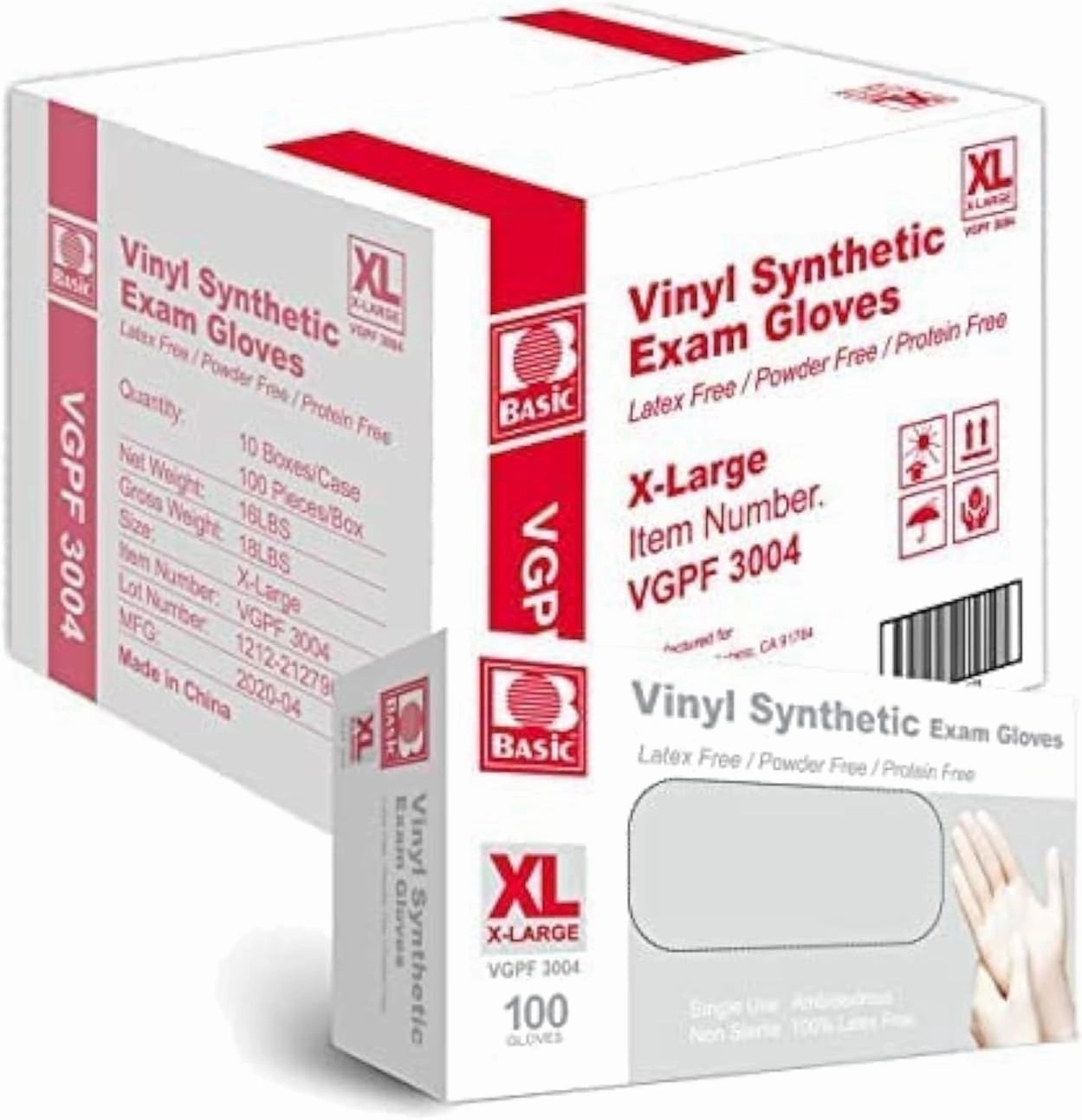 Disposable Vinyl Gloves Powder Free, Latex Free, 4 Mil 100 Per Box | 1000 Per Case