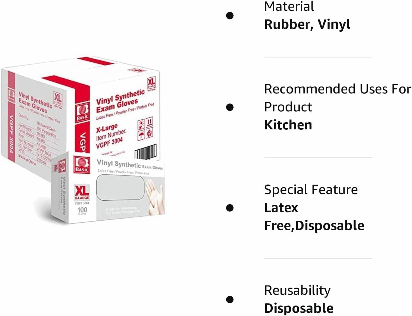 Disposable Vinyl Gloves Powder Free, Latex Free, 4 Mil 100 Per Box | 1000 Per Case