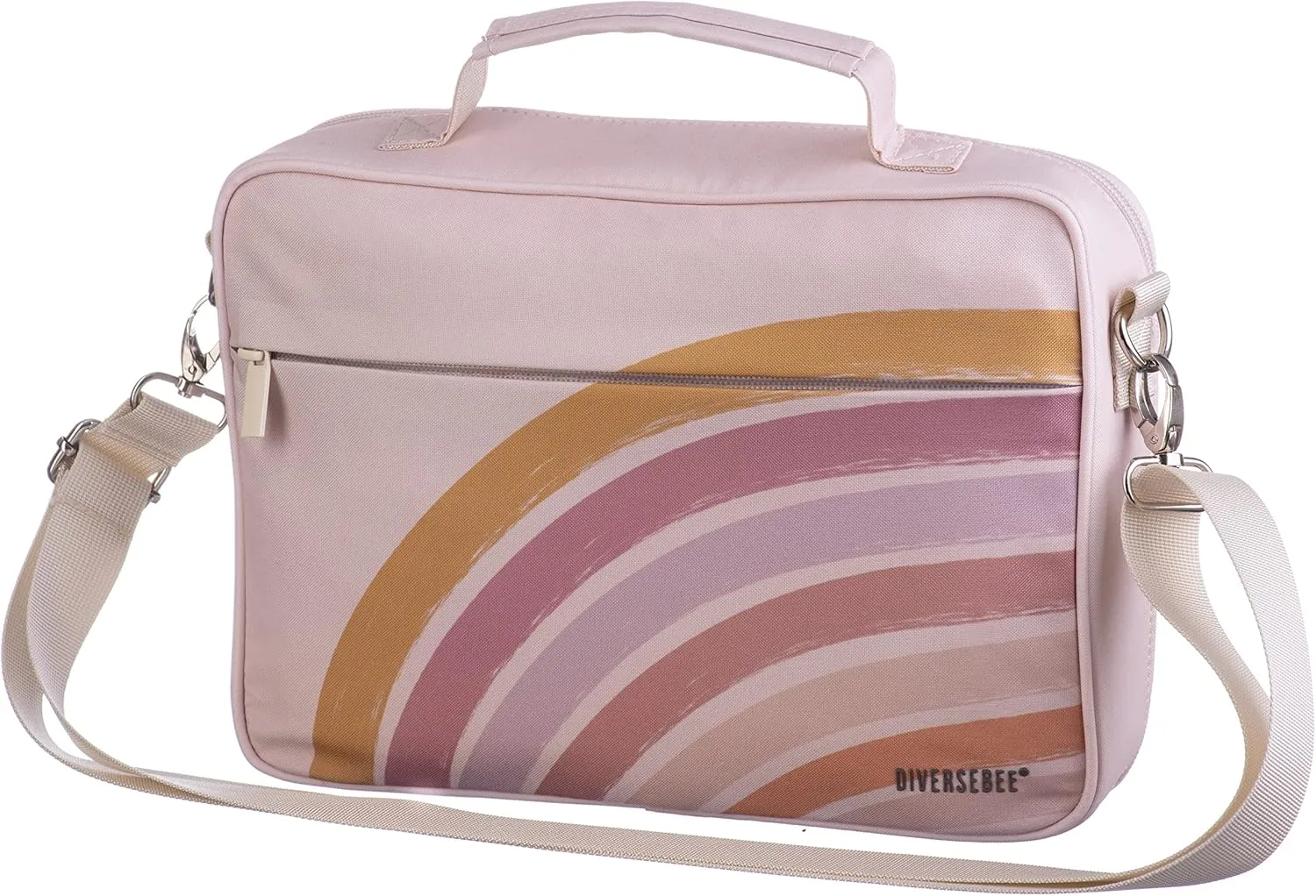 DIVERSEBEE Large Book Cover with Handles and Shoulder Strap, Carrying Case for Women, Tote Bag, Church Book Cover, Accessories, Christian Gift (Rainbow)