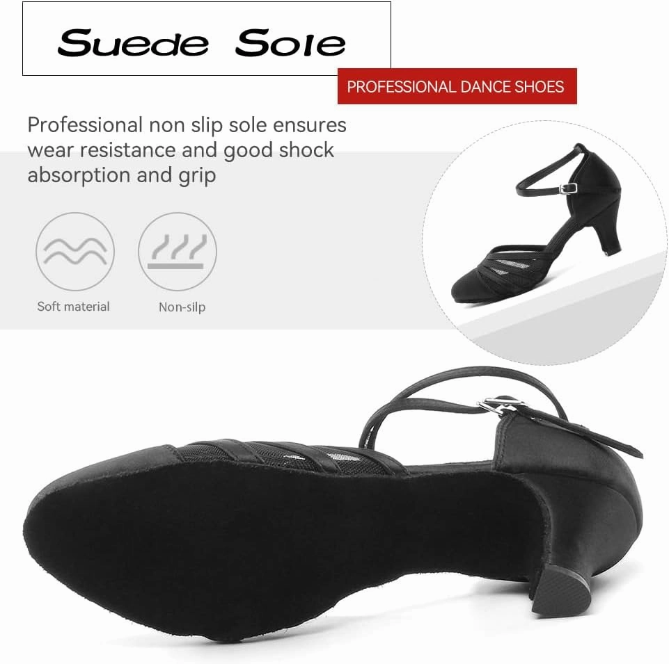 DKZSYIM Women's Latin Ballroom Dance Shoes Close Toe Character Modern Tango Salsa Performance Dancing Shoes,Model N189
