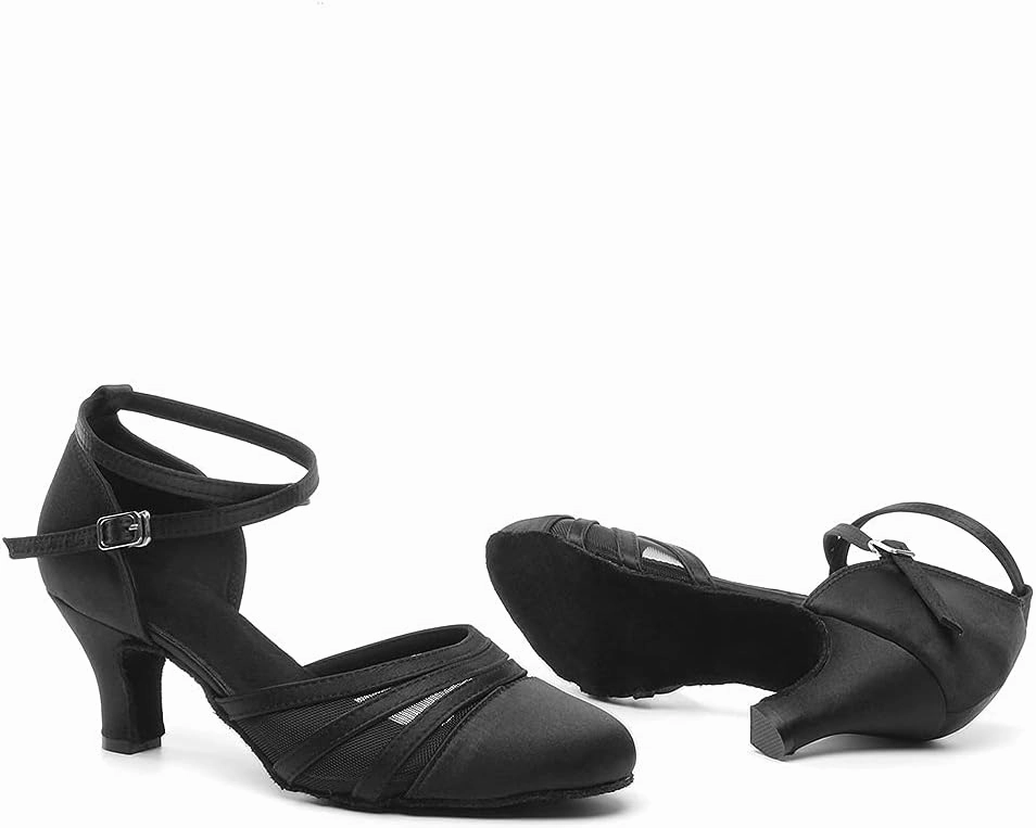 DKZSYIM Women's Latin Ballroom Dance Shoes Close Toe Character Modern Tango Salsa Performance Dancing Shoes,Model N189
