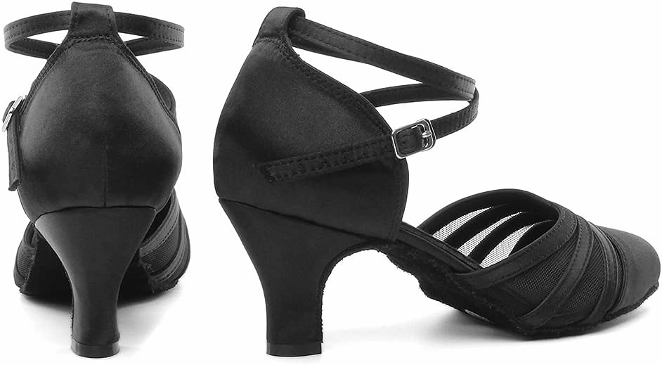 DKZSYIM Women's Latin Ballroom Dance Shoes Close Toe Character Modern Tango Salsa Performance Dancing Shoes,Model N189