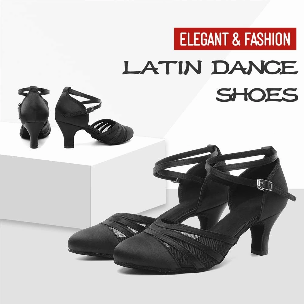 DKZSYIM Women's Latin Ballroom Dance Shoes Close Toe Character Modern Tango Salsa Performance Dancing Shoes,Model N189