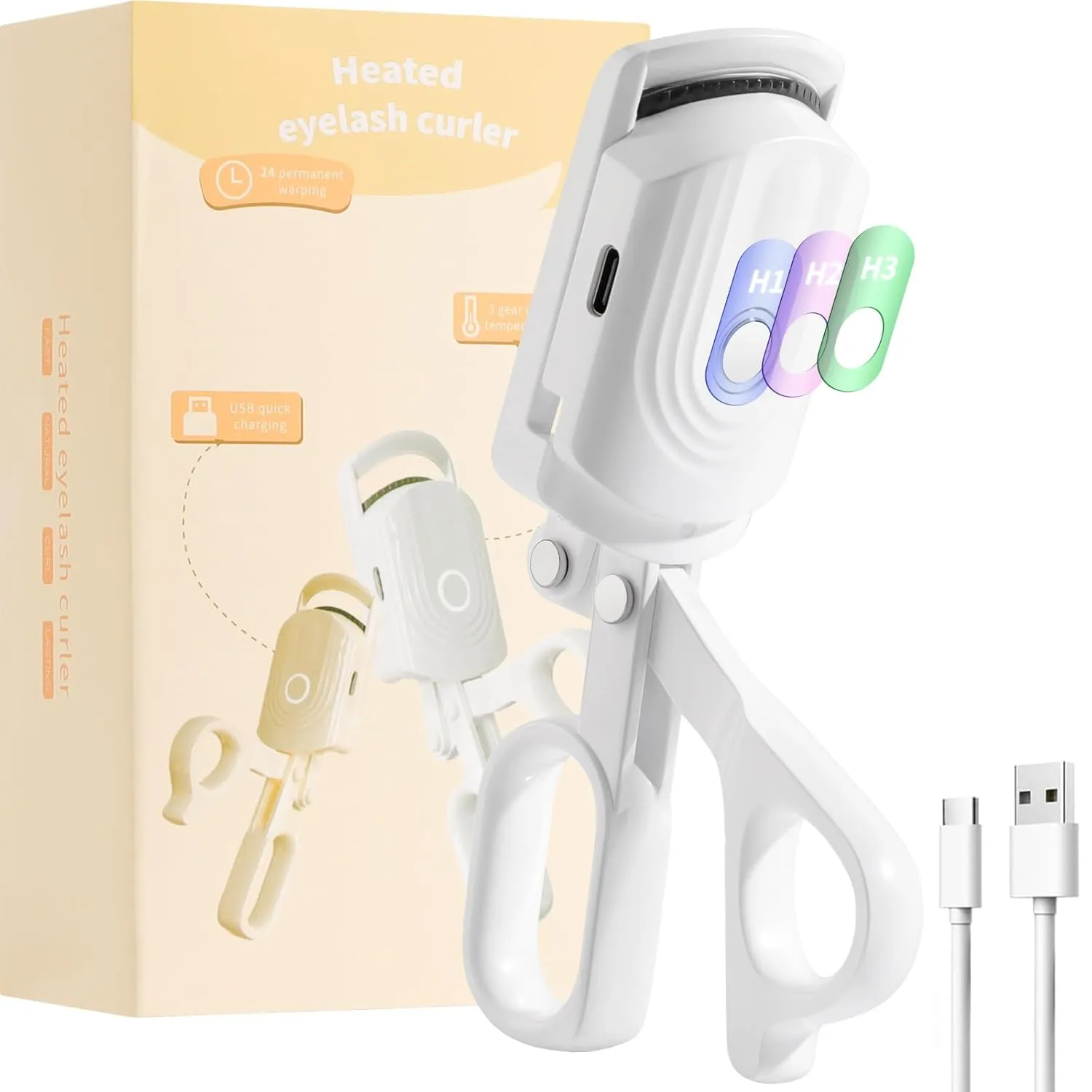 docolor Heated Eyelash Curler fast heat up within 10s, 24 hours long lasting Electric Eyelash Curler 3 Temperature Modes with USB Rechargeable safe lash curler quick natural curling eye lashes