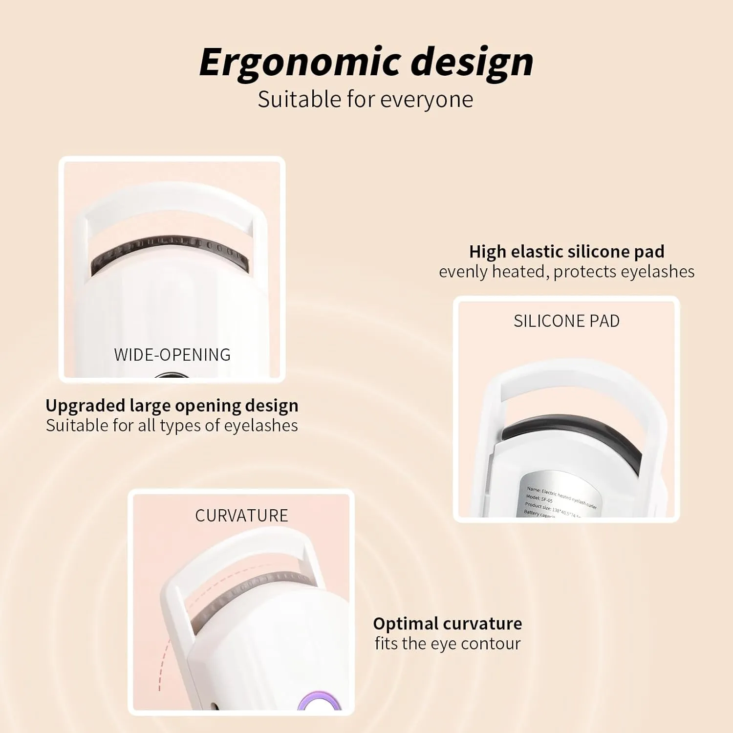 docolor Heated Eyelash Curler fast heat up within 10s, 24 hours long lasting Electric Eyelash Curler 3 Temperature Modes with USB Rechargeable safe lash curler quick natural curling eye lashes