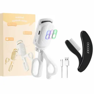 docolor Heated Eyelash Curler  Foldable Eyelash Comb,Fast Heat up Within 10s 3 Temperature Modes with USB Rechargeable