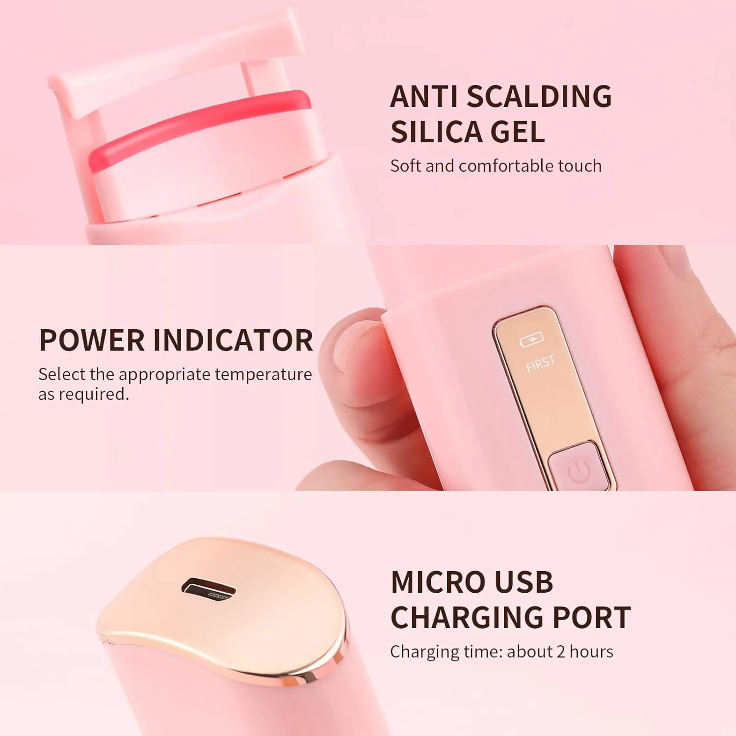 Docolor Heated Eyelash Curlers With Tweezers Rechargeable Electric Handheld Eyelash Curler Quick Natural Curling Eye Lashes and Professional Stainless Steel Tweezers for Eyebrows