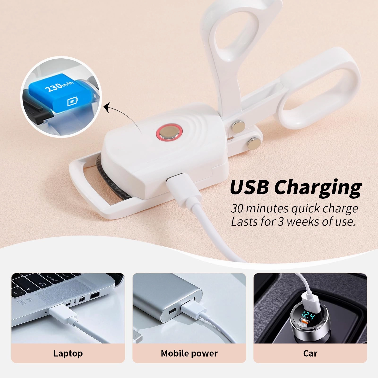 docolor Heated Eyelash Curler fast heat up within 10s, 24 hours long lasting Electric Eyelash Curler 3 Temperature Modes with USB Rechargeable safe lash curler quick natural curling eye lashes