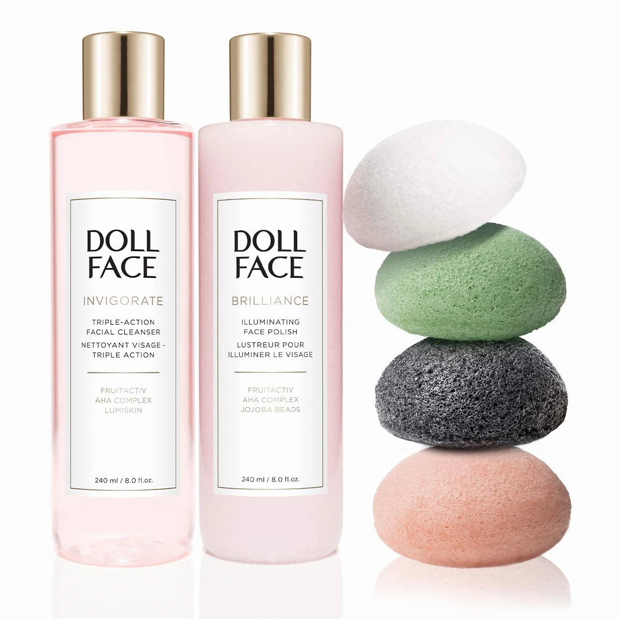 DOLL FACE Konjac Sponge | Natural Exfoliating and Facial Cleansing | Pre-moistened Green Tea Pretty Puff with Anti-Oxidants | All Skin Types | 1 Piece