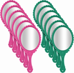 Domensi 12 Pcs Pink and Green Mirrors Witched Party Favor Vintage Embossed Handheld Oval Mirrors for Party Supplies Essentials