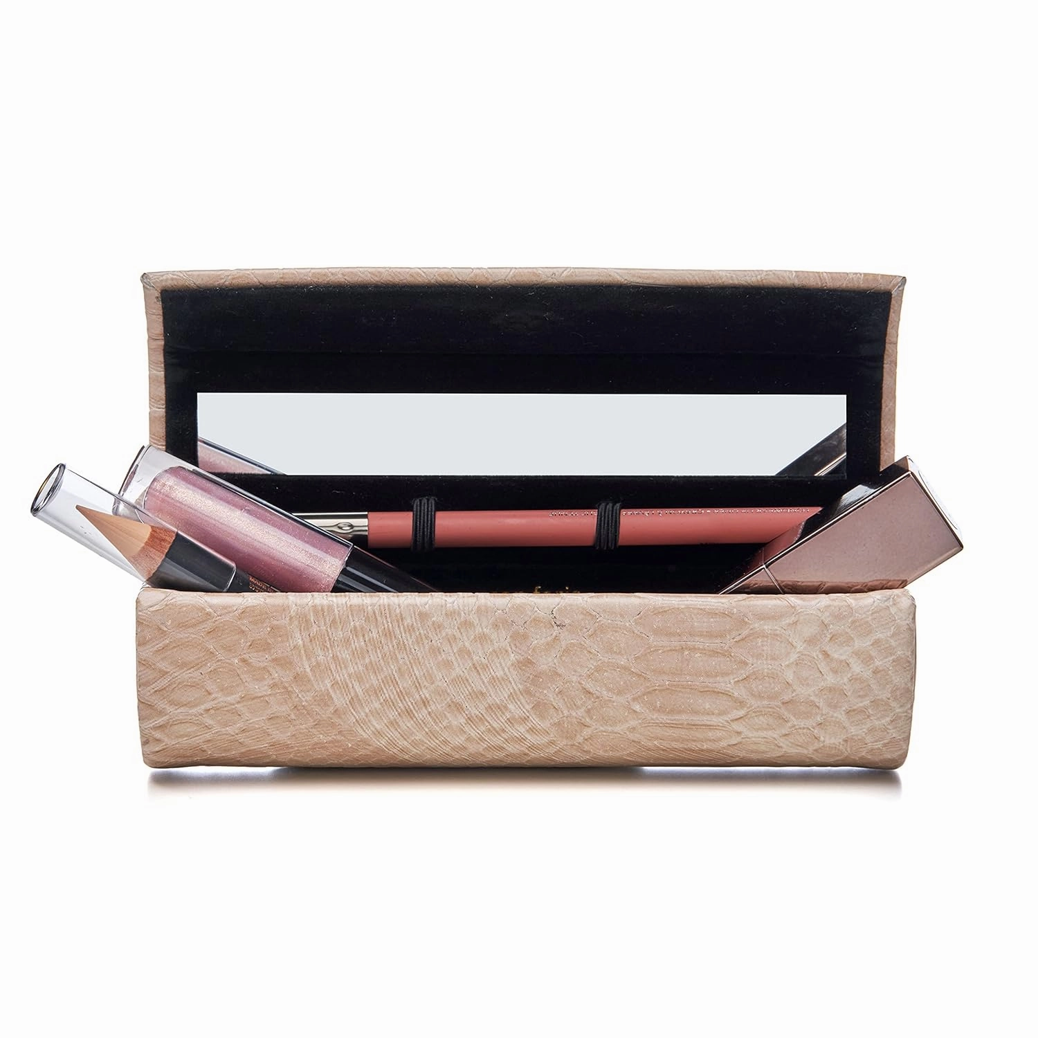 Double Lipstick Case with Mirror – Makeup Organizer for Purse, Holds Lip Gloss, Lip Liners, Concealer, Brow Pencils & More – Magnetic Closure, Gift-Boxed by Susan Faris