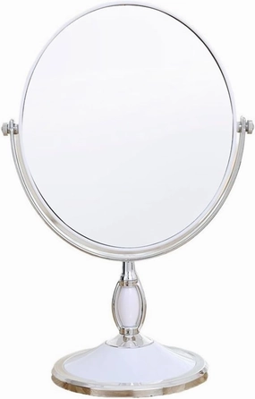 Double-Sided Makeup Mirror ，Table Mirror ，Standing Mirror ，Vanity Makeup Mirror Tabletop，360°Rotation Double-Sided Standing Desk Mirror,White