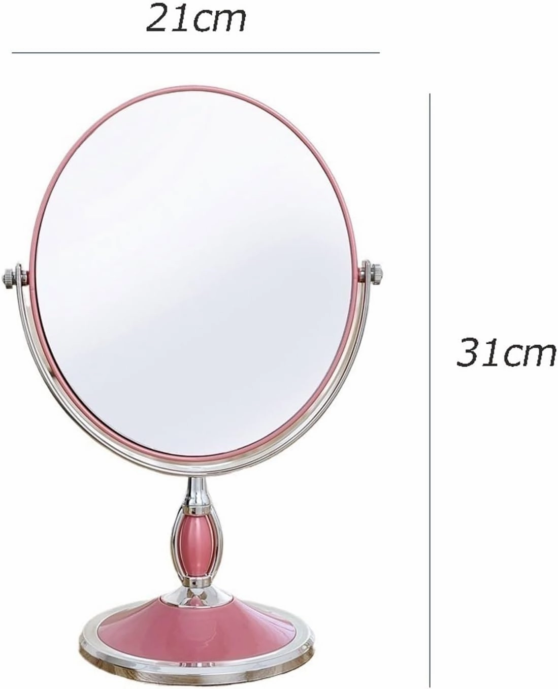 Double-Sided Makeup Mirror ，Table Mirror ，Standing Mirror ，Vanity Makeup Mirror Tabletop，360°Rotation Double-Sided Standing Desk Mirror,White