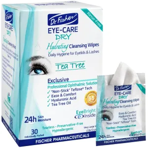 Dr. Fischer Tea Tree Eyelid Wipes - Gentle Eye Wipes for Everyday Eye Cleansing and Hypoallergenic Makeup Remover
