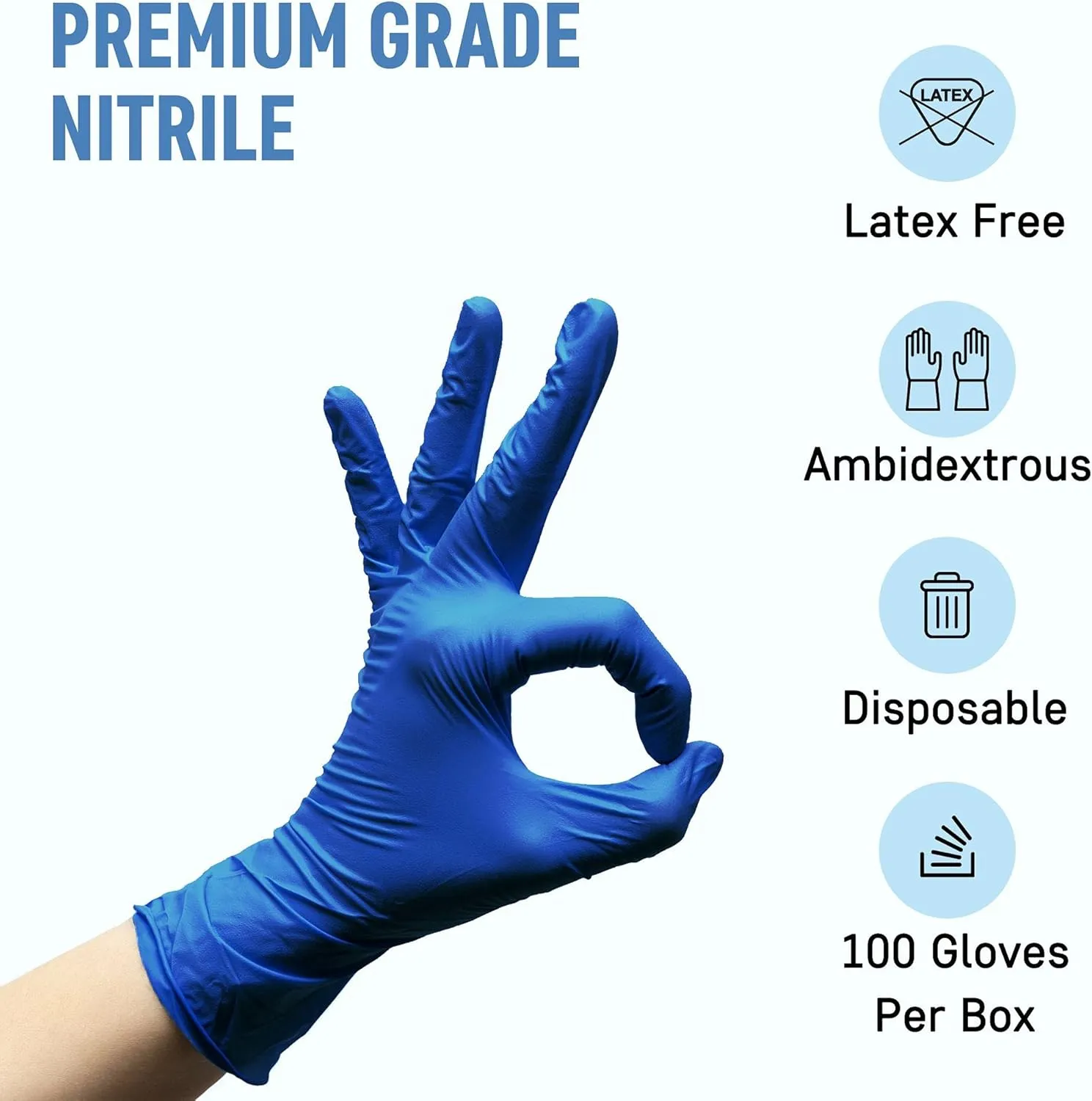 Dre Health Powder Free Disposable Nitrile Gloves - 100 Pack - Medical Exam Gloves