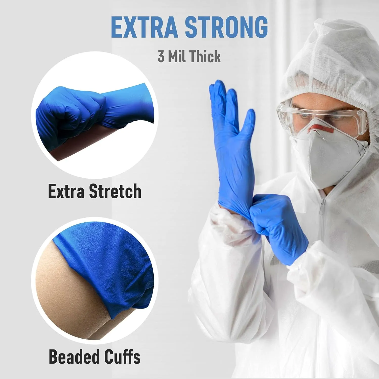 Dre Health Powder Free Disposable Nitrile Gloves - 100 Pack - Medical Exam Gloves
