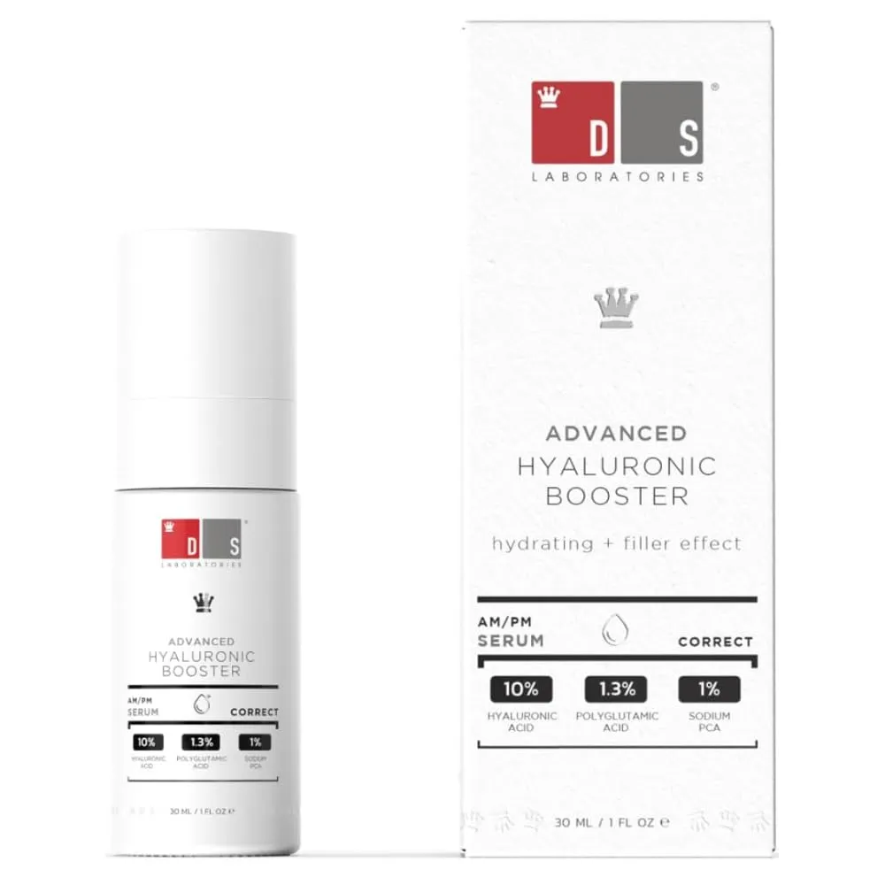 DS Labs Hyaluronic Acid Face Serum - Deep Hydration & Plumping Formula for Dry, Dull Skin, Supports Smoother-Looking Skin & Fine Line Appearance, Fragrance-Free, Paraben-Free, Vegan, 30mL