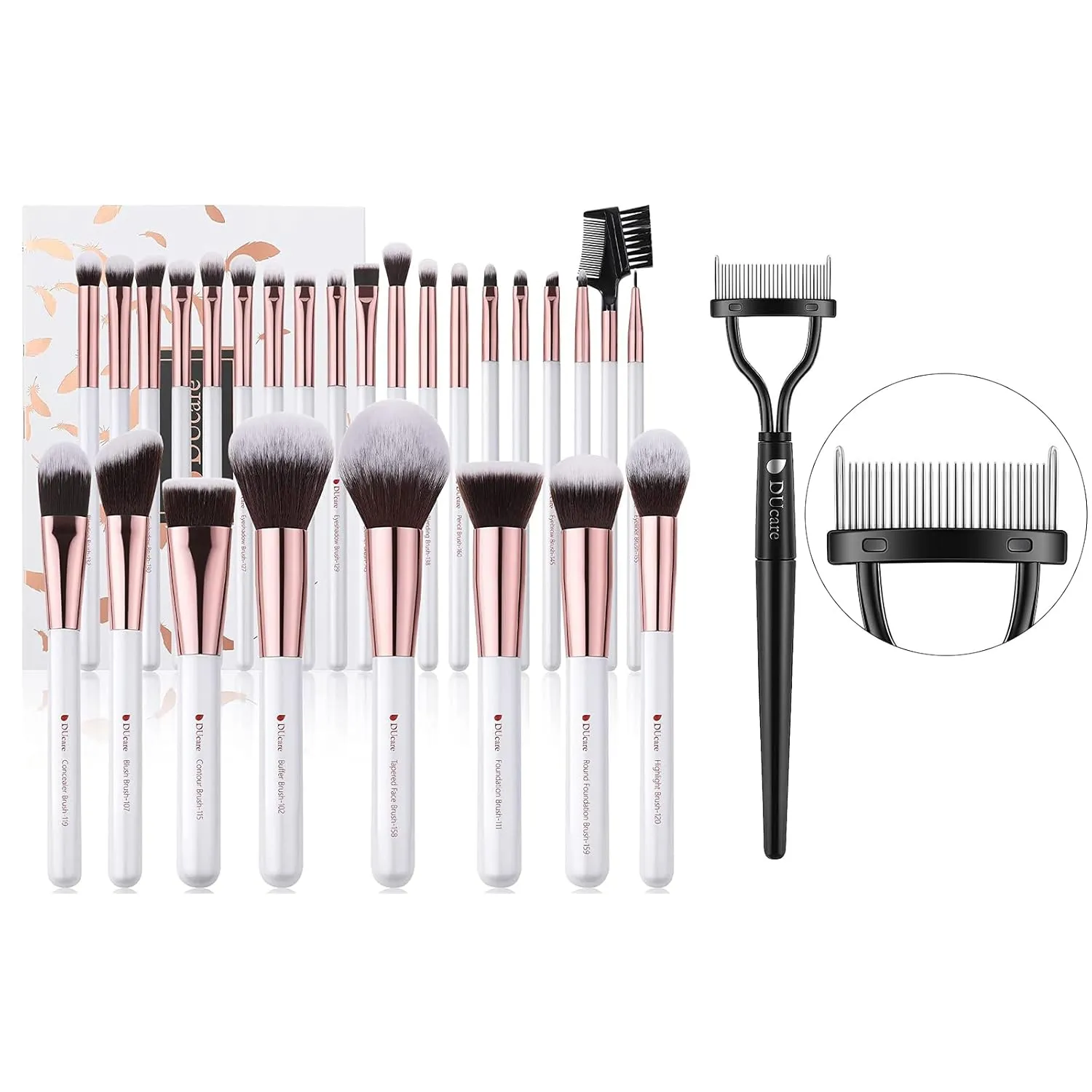 DUcare Makeup Brushes Set Professional 27Pcs Eyelash Comb