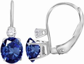 Earrings for Women 2.7 Carat. 8x6 Gemstone And Diamond Leverback Earrings Carat 14K White Gold 4 Prong-Setting