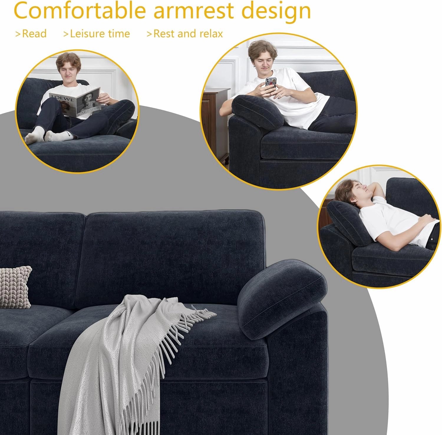 EASE MOOSE Oversized Sectional Modular Sofa,Modern Comfort L Shape Sectional Couch Wide Deep seat Couch for Living Room,Blue