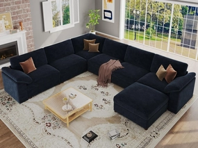 EASE MOOSE Oversized Sectional Modular Sofa,Modern Comfort L Shape Sectional Couch Wide Deep seat Couch for Living Room,Blue