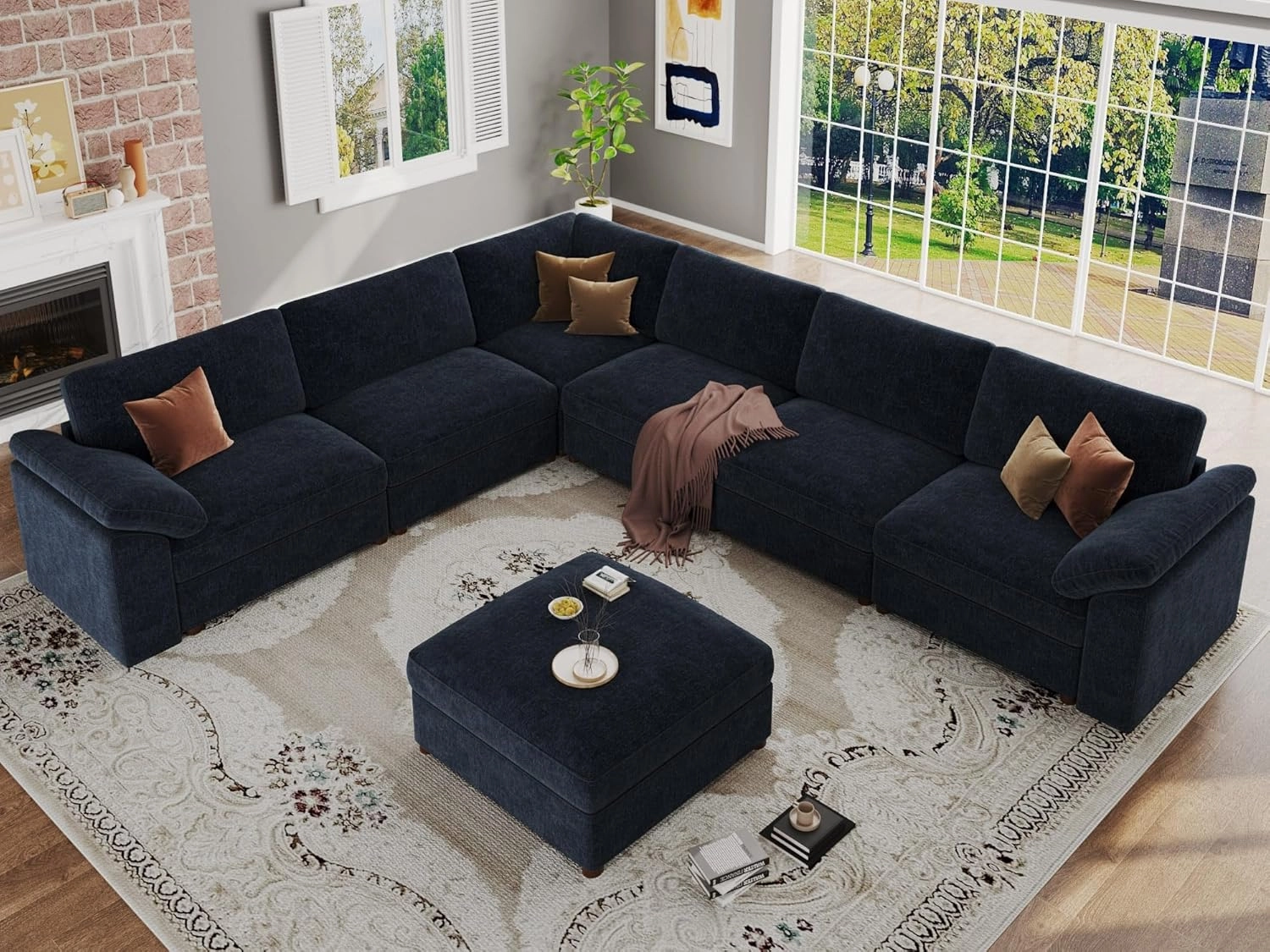 EASE MOOSE Oversized Sectional Modular Sofa,Modern Comfort L Shape Sectional Couch Wide Deep seat Couch for Living Room,Blue