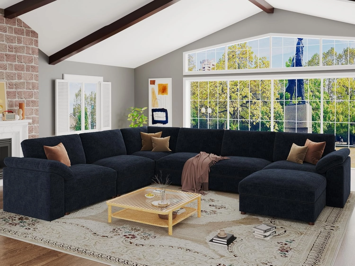 EASE MOOSE Oversized Sectional Modular Sofa,Modern Comfort L Shape Sectional Couch Wide Deep seat Couch for Living Room,Blue