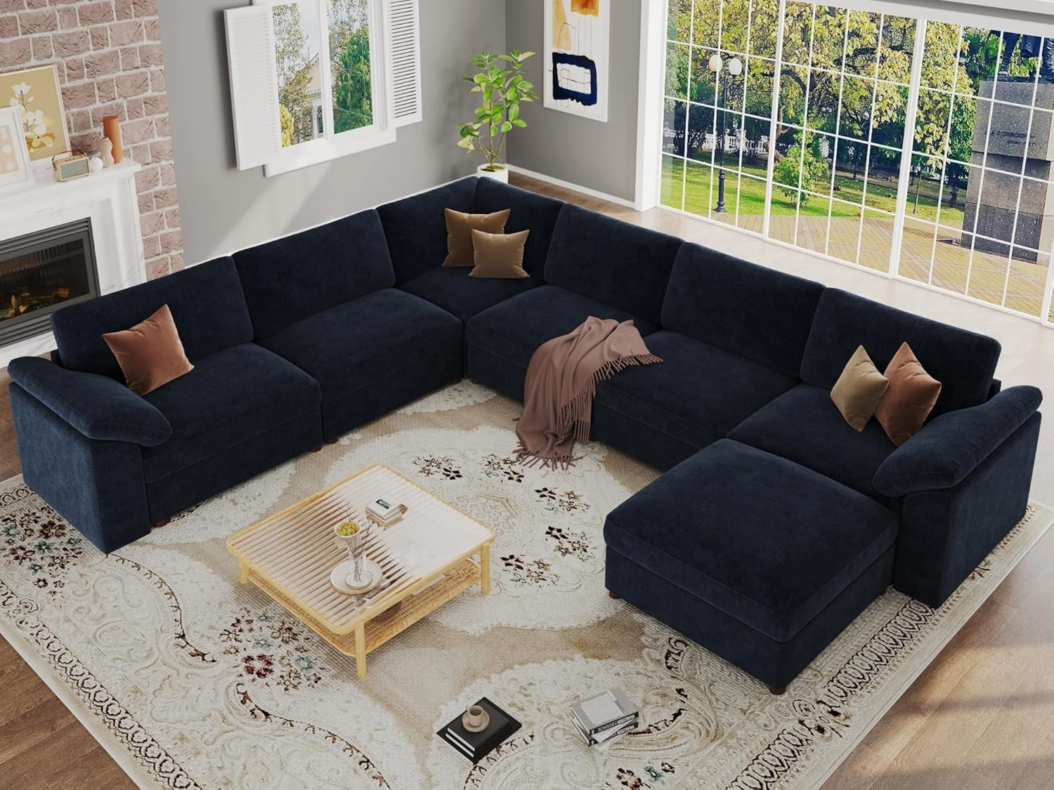EASE MOOSE Oversized Sectional Modular Sofa,Modern Comfort L Shape Sectional Couch Wide Deep seat Couch for Living Room,Blue