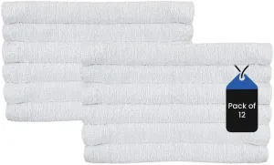 Economy White Bath Towels 24x48 - Towel Set for Everyday Use in Bathroom, Gym, & Hotel, Standard Cotton Blend Textile, Soft & Absorbent, Quick Wash & Dry (Pack of 12)