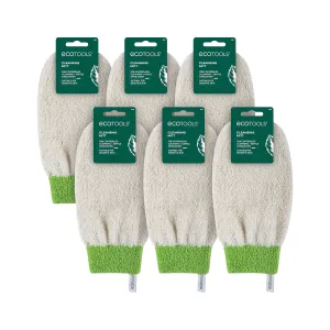 EcoTools Cleansing Mitt, Exfoliating Glove For Bath & Shower, Removes Dry Skin & Self Tanner, Eco Friendly Shower Mitt Provides Gentle Exfoliation, Precise Clean, Cruelty-Free, Green, 6 Count