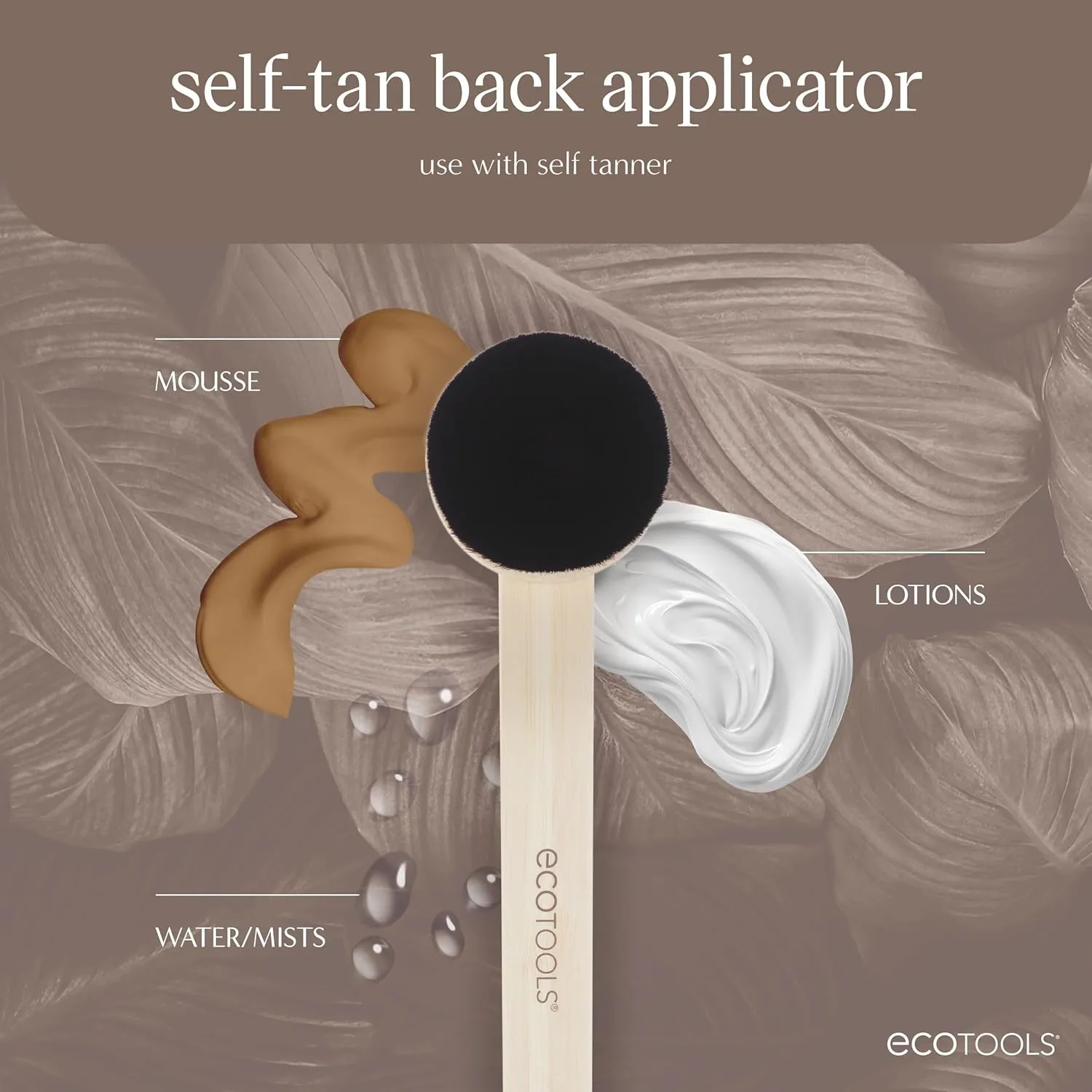 EcoTools Good Tan Self-Tan Back Applicator, Long Handle Back Brush For Controlled Sunless Tanning, Eco Friendly, Vegan & Cruelty Free, 1 Count