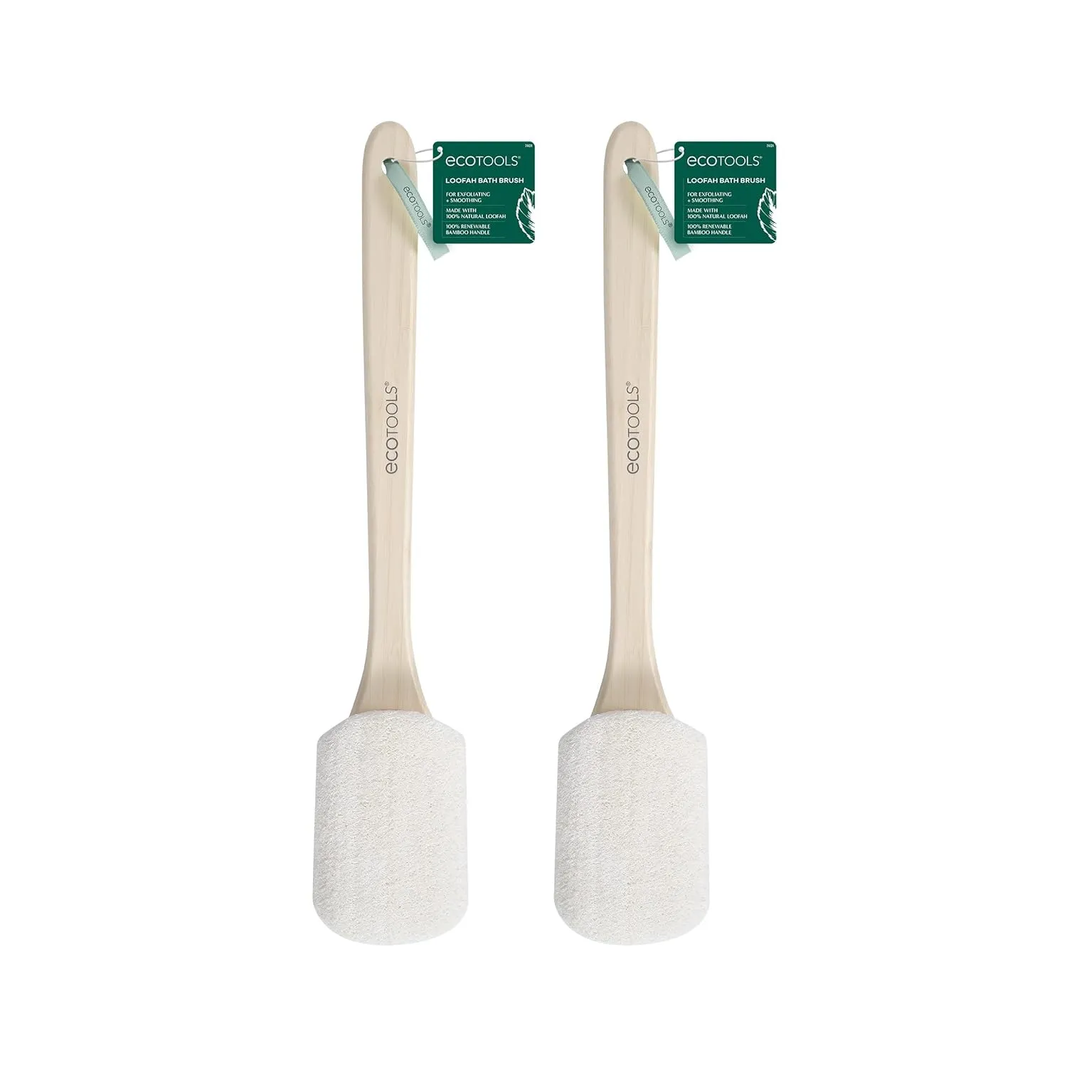 EcoTools Loofah Bath Brush, Back Brush for Bath & Shower, Made with Long Handle & Natural Loofah Material for Exfoliation, Shower Brush for Men & Women, Eco-Friendly & Cruelty-Free, 2 Count