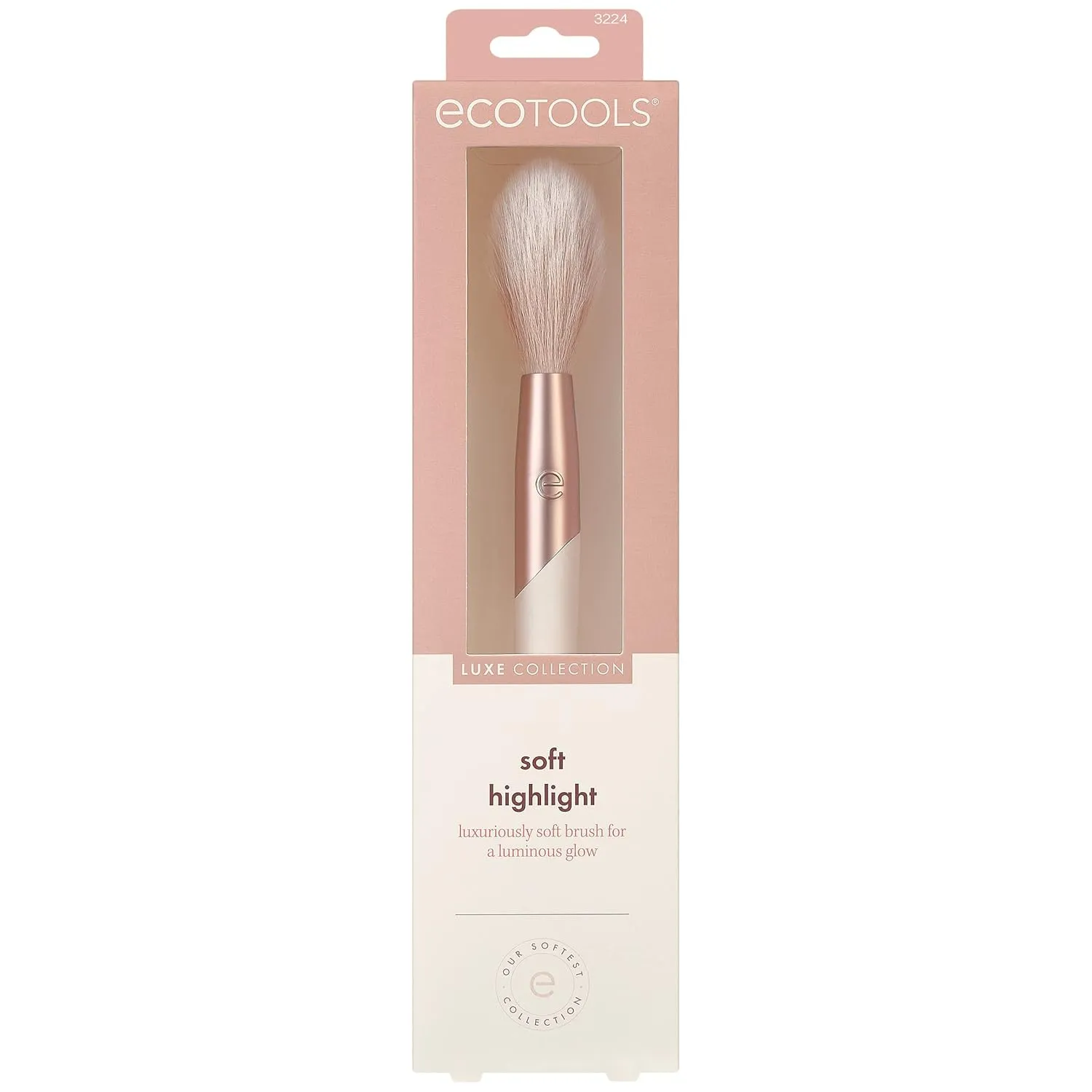 EcoTools Luxe Soft Highlighter Makeup Face Powder Brush, Sheer, Luminous Glow, Premium Quality Makeup Brush, Ultra Soft, Synthetic Bristles, Eco Friendly Face Brush, Cruelty-Free, 1 Count (Pack of 2)