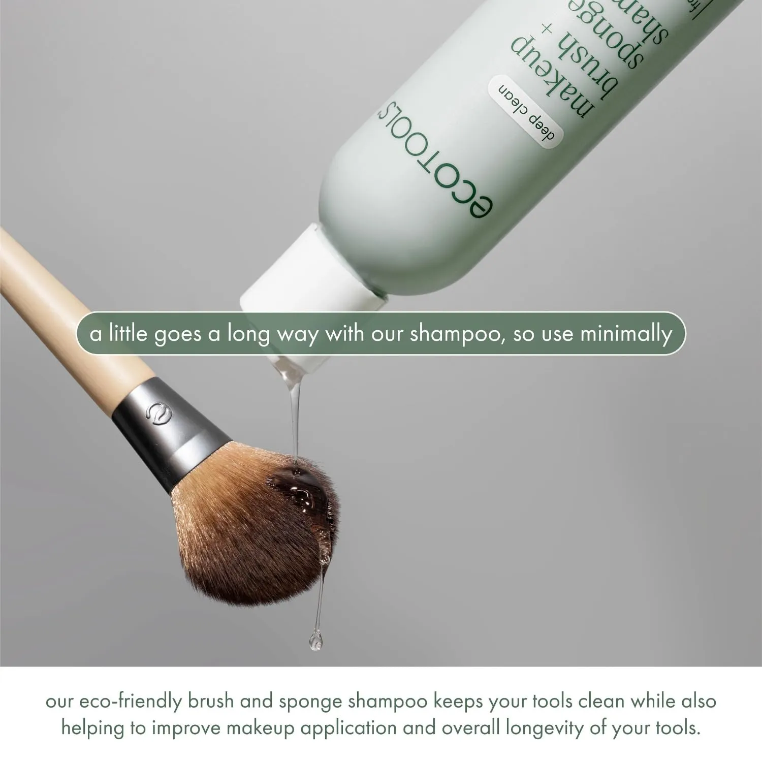 EcoTools XL Makeup Brush   Sponge Shampoo, Removes Makeup, Dirt, & Impurities From Makeup Brushes & Makeup Blending Sponges, Fragrance-Free, Vegan, & Cruelty-Free 16 fl. oz./473 ml, 1 Count, Clear
