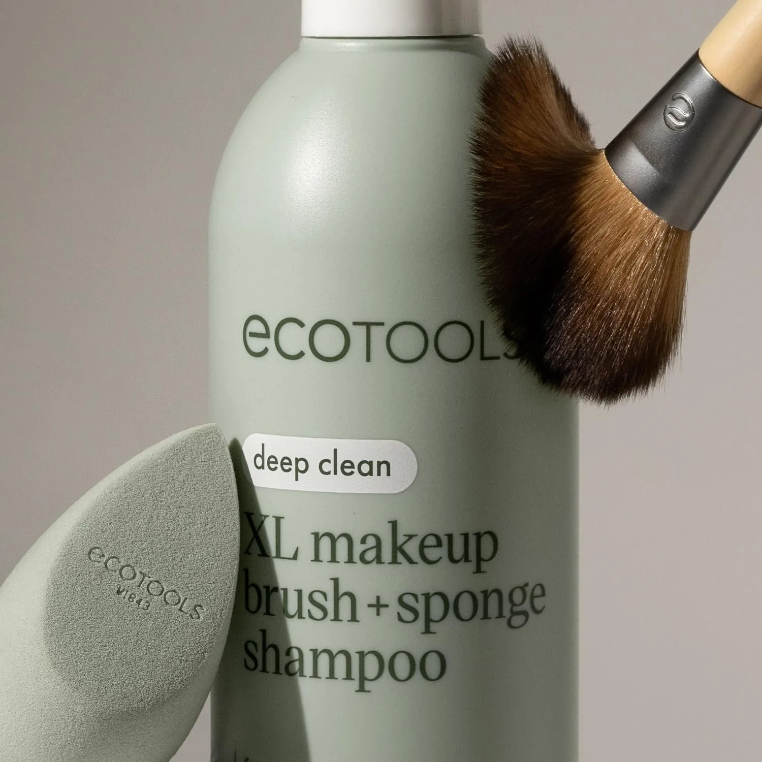 EcoTools XL Makeup Brush   Sponge Shampoo, Removes Makeup, Dirt, & Impurities From Makeup Brushes & Makeup Blending Sponges, Fragrance-Free, Vegan, & Cruelty-Free 16 fl. oz./473 ml, 1 Count, Clear