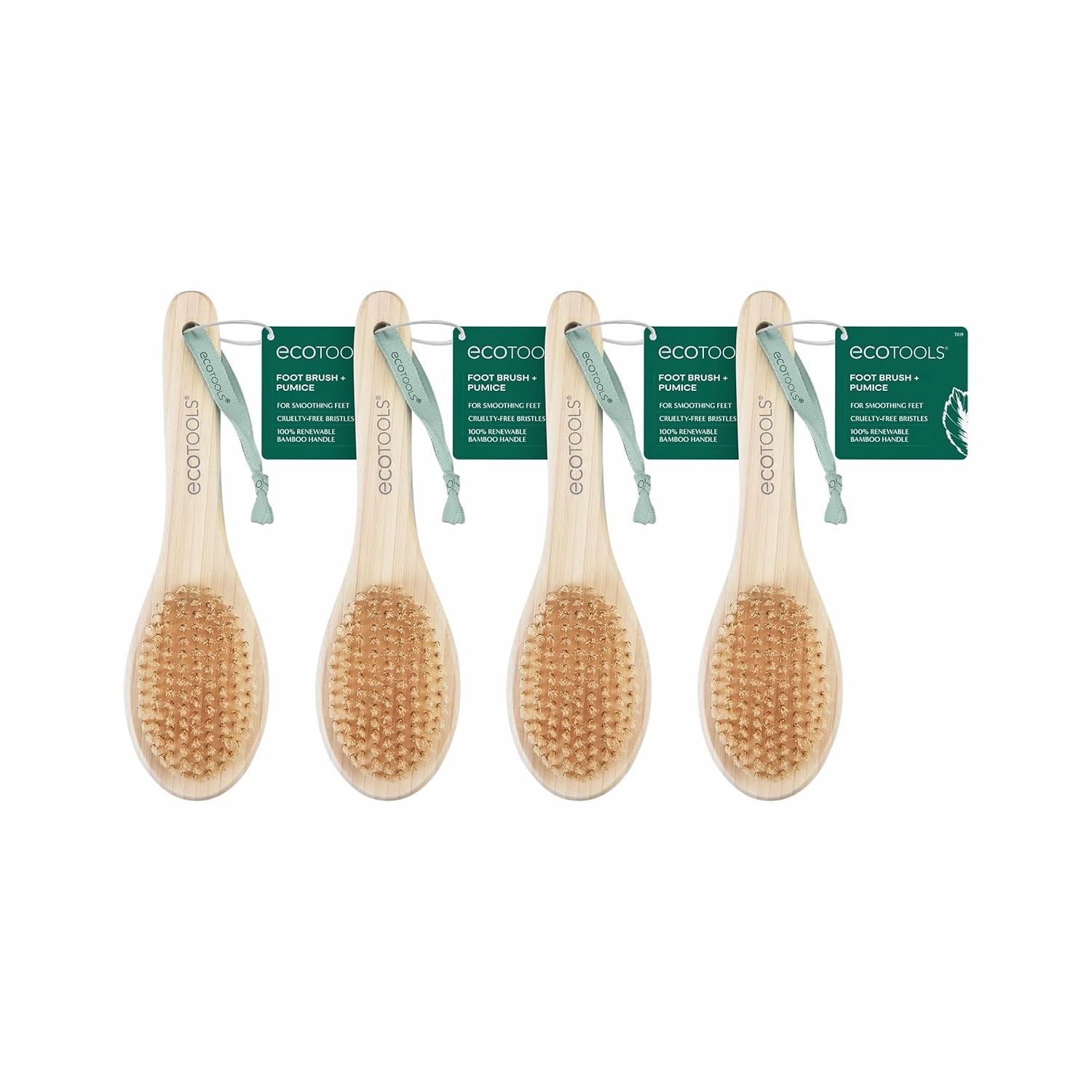 EcoTools Foot Brush   Pumice, Foot Scrubber Brush for Cleansing & Dead Skin Removal, Reveal Smooth, Soft Feet, Foot Brush for Shower & Bath, Eco-Friendly, Cruelty-Free Bristles, 4 Count