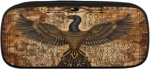 Egyptian Papyrus Depicts The Eye of Horus Pencil Case PU Leather Pencil Pouch Makeups Bag Organizer Storage for Home Office Travel