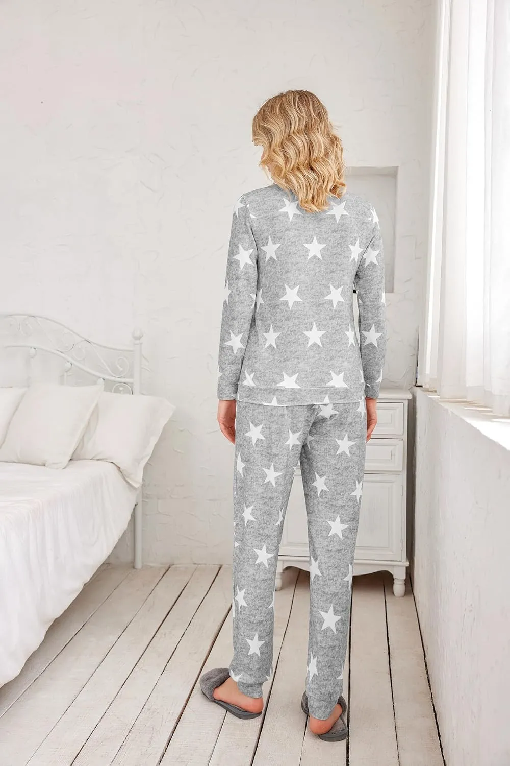 Ekouaer Womens Jogger Pajama Sets Long Sleeve Sleepwear Round Neck Nightwear Soft Pjs Lounge Sets with Pockets