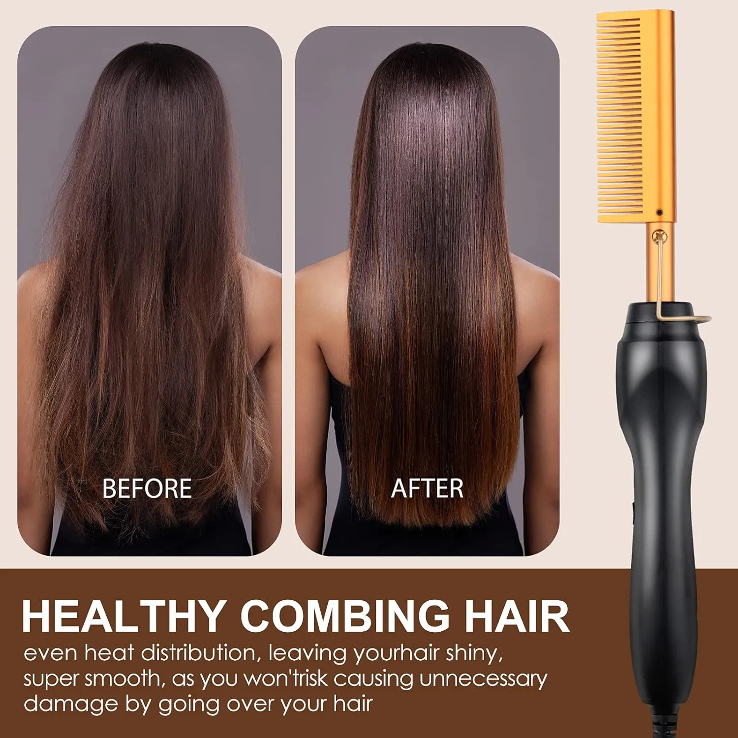 Electric Ceramic Hair Straightener and Curling Iron - Heat Pressing Flat Iron Curlers, Portable Anti-Scald Design for Wigs, Beards, and Travel Use