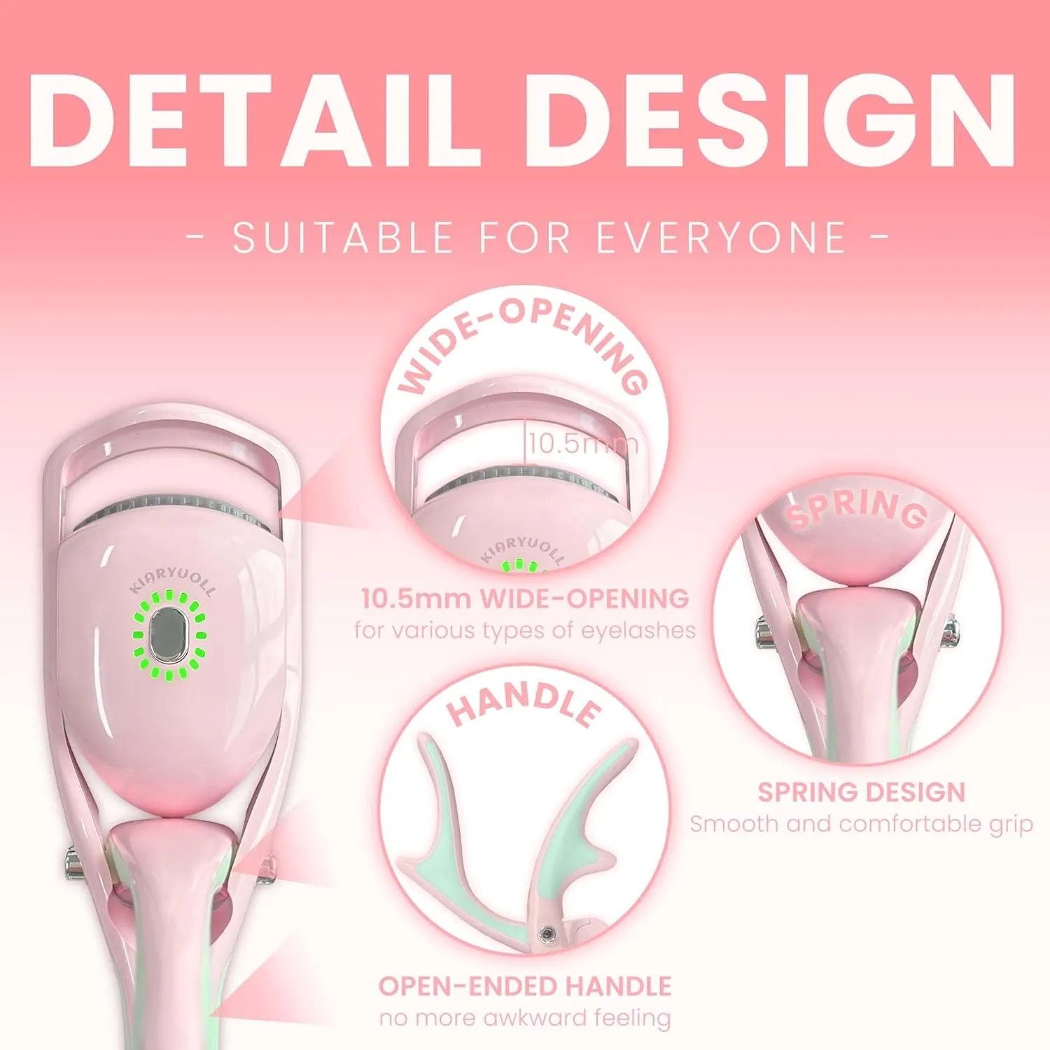 Electric Heated Eyelash Curler Kit Hot Lash Therapy Professional Eyelash Tools Battery Powered Lash Lifter Rechargeable Clamp for Various Eye Types Plastic Material (Colour Pink)
