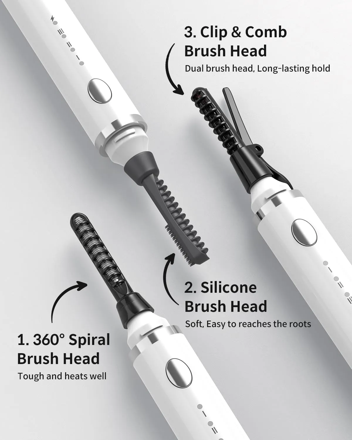 Electric Lash Curler, LP-1 Lipstick Type 3-in-1 Heated Eyelash Curler with 3 Brush Heads 3 Curling Modes and 3 Temp & 5s Quick Heat-up, Perfect for Beginners and Makeup Pros, White