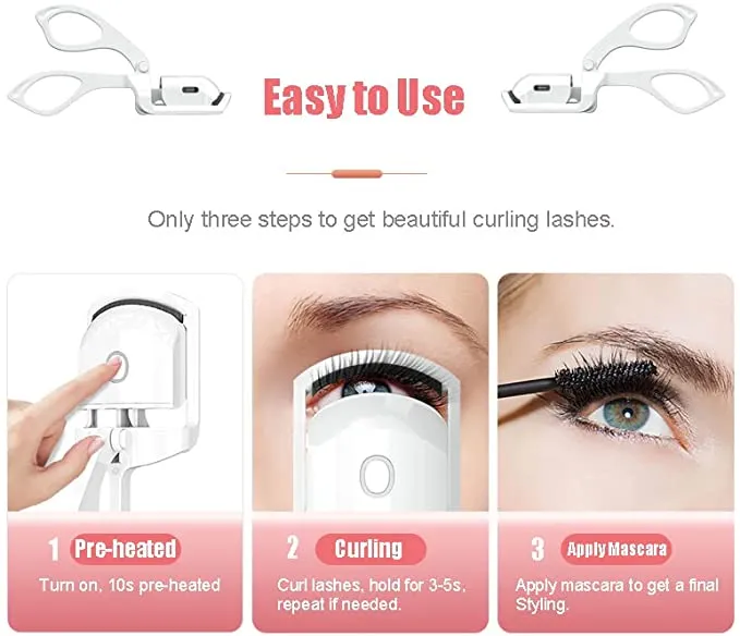 Electric Lash Curler with Silicone Heating Pads Professional No Pitching Long Lasting