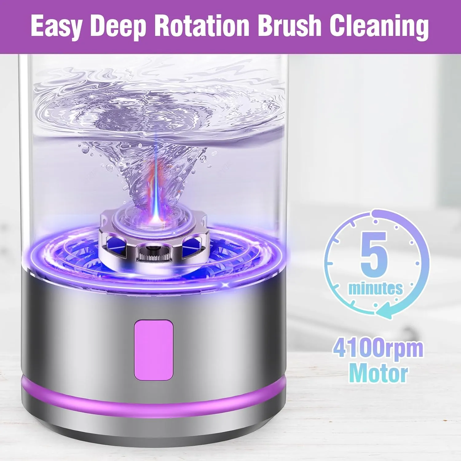 Electric Makeup Brush Cleaner Machine - Automatic Cosmetic Brush Washer, Portable Makeup Brushes Cleanser for All Brush Types, Fast Deep Cleaning