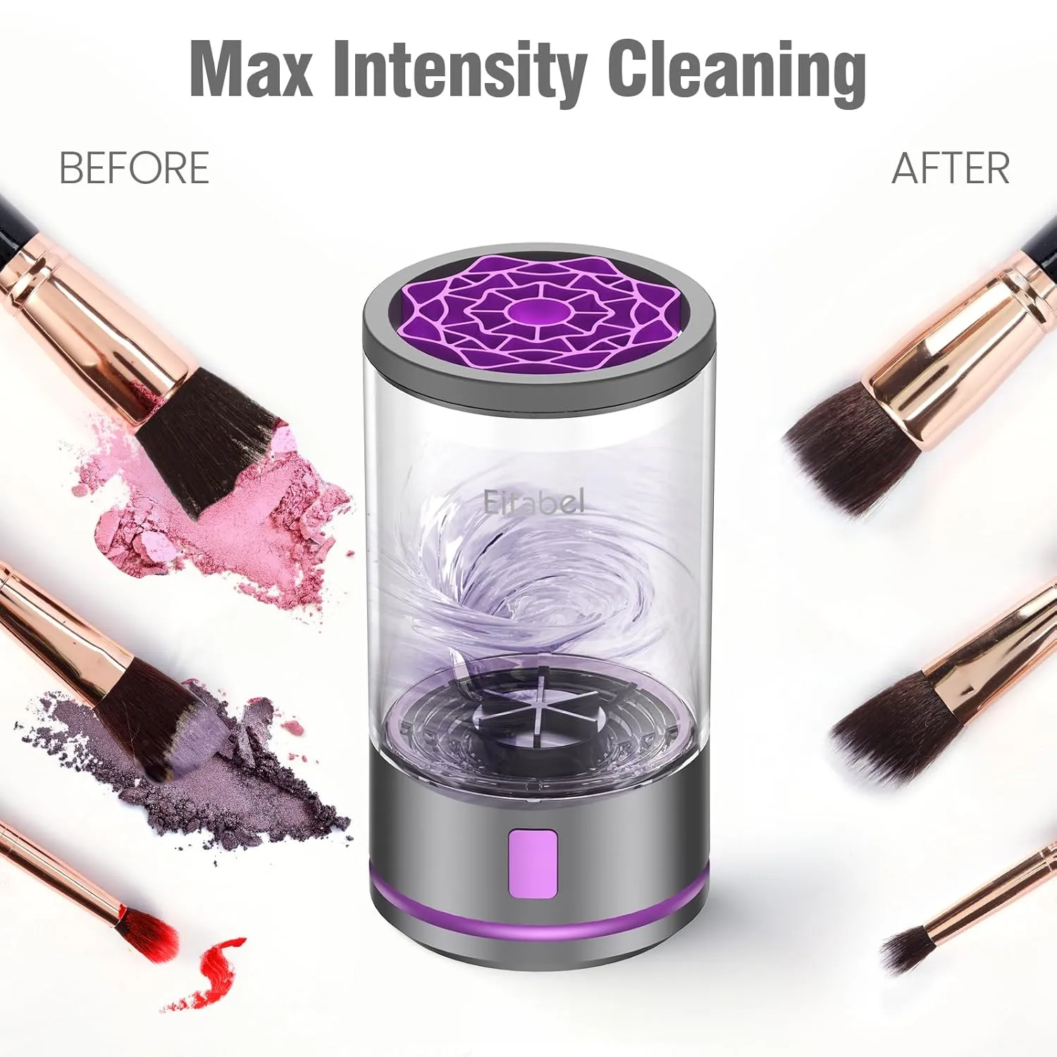 Electric Makeup Brush Cleaner Machine - Automatic Cosmetic Brush Washer, Portable Makeup Brushes Cleanser for All Brush Types, Fast Deep Cleaning