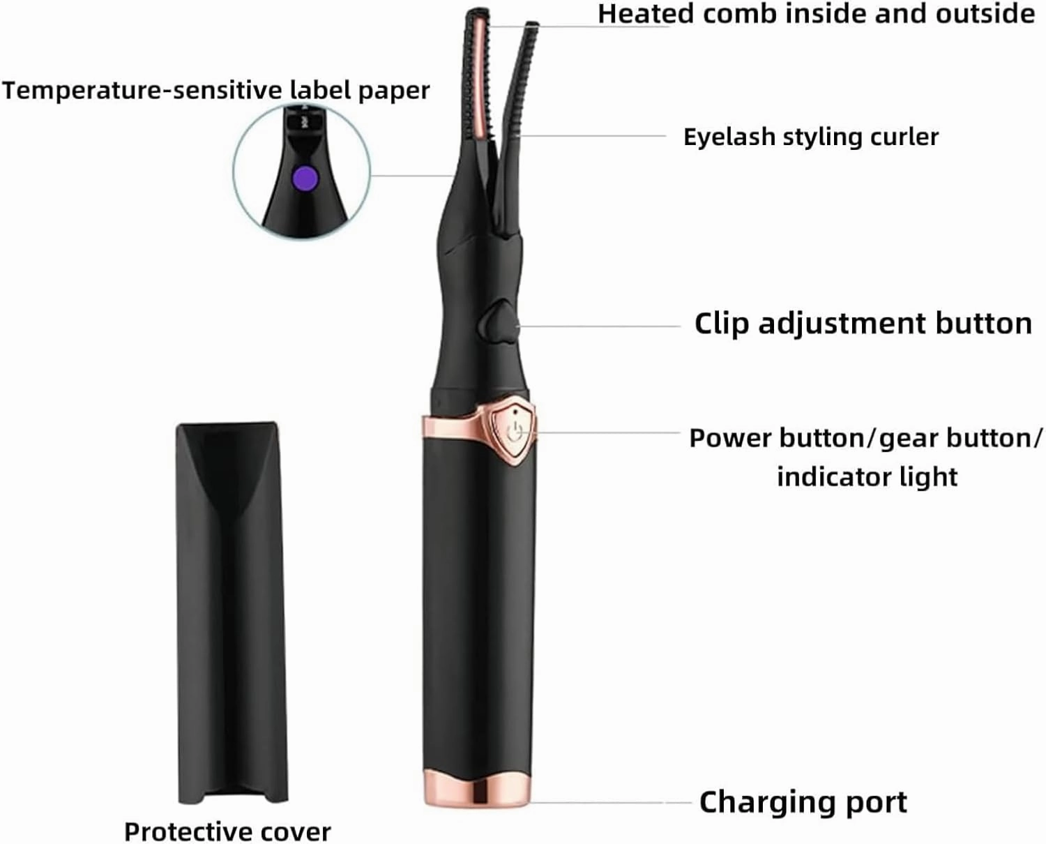 Electric Eyelash Curler for Instant Glam, Certainly Heated Eyelash Curler, Electric Eyelash Curler Heated, Portable Heated Eyelash Curler, Mini USB Rechargeable Natural Eyelash Tool