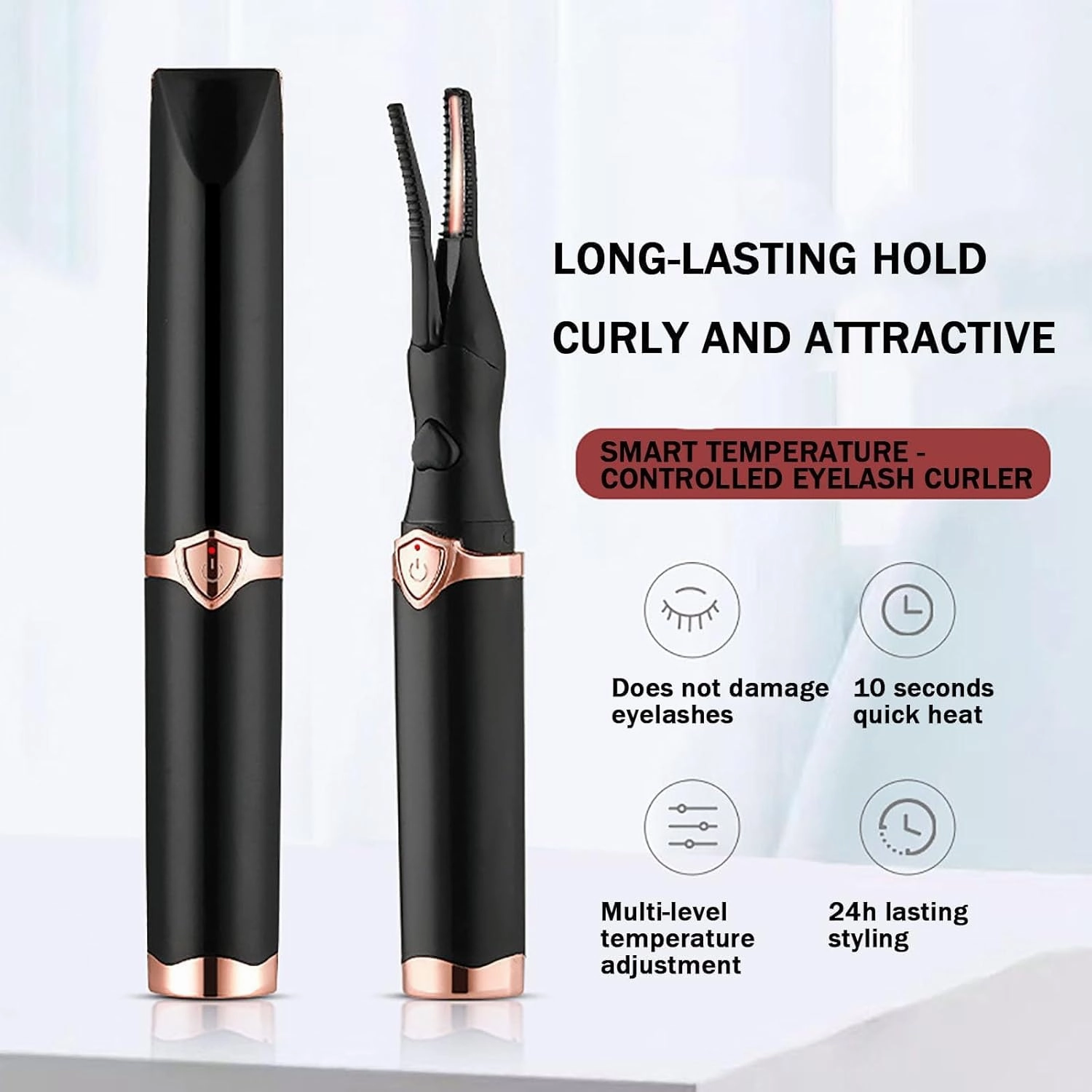 Electric Eyelash Curler for Instant Glam, Heated Eyelash Curler for Women-Black